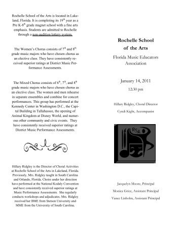 Rochelle School of the Arts - Florida Music Educators Association ...