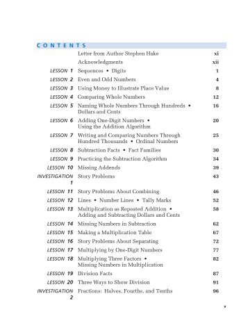 53 SAXON MATH INTERMEDIATE 3 TABLE OF CONTENTS, SAXON CONTENTS 3 TABLE