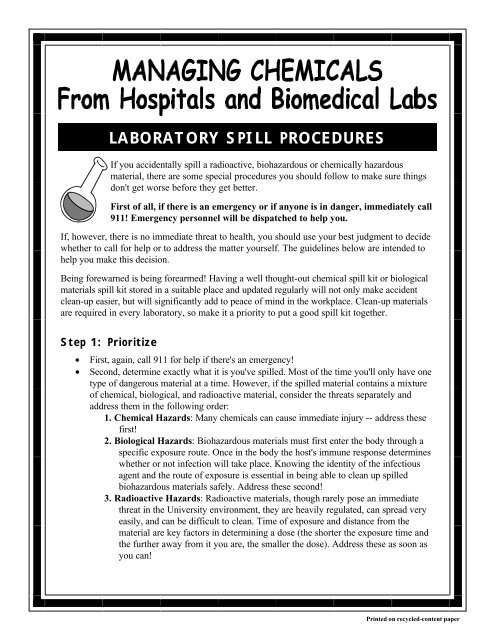 Laboratory Spill Procedures Handout