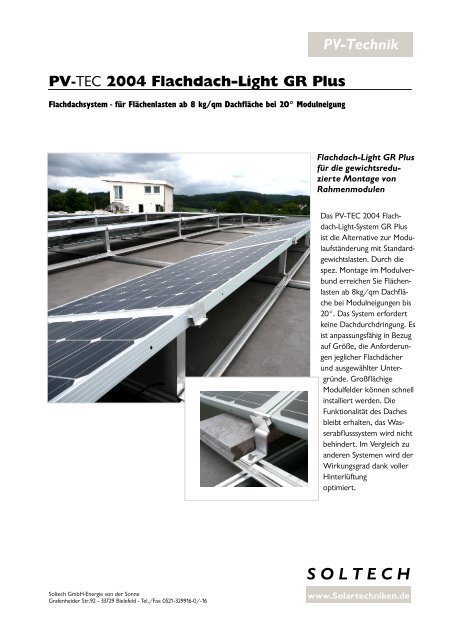 2004 Flachdach-Light GR Plus PV-Technik - SOLTECH