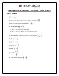 grade 10 math - Mohawk College