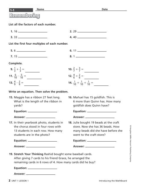 homework and remembering grade 5 unit 3 answer key pdf