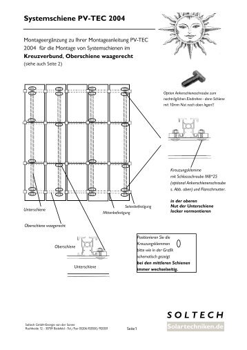 Kreuzverbund, Oberschiene waagerecht - SOLTECH