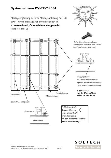 Kreuzverbund, Oberschiene waagerecht - SOLTECH