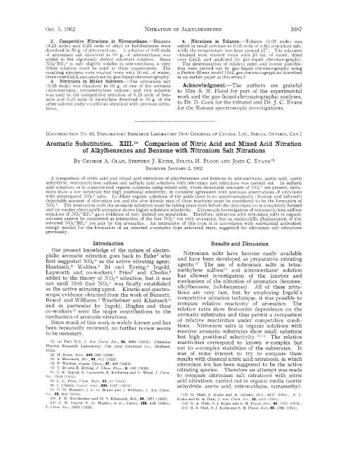 Aromatic Substitution. XIII.la Comparison of Nitric Acid and Mixed ...