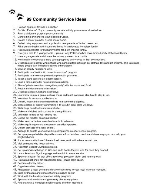 Community Service Project Ideas