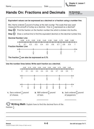 Hands On: Fractions and Decimals