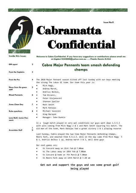 Cabramatta Confidential - Cabramatta Golf Club