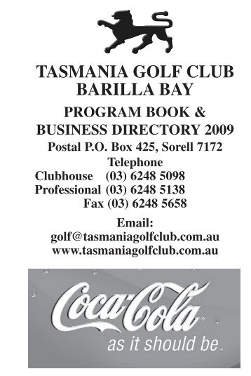 TASMANIA GOLF CLUB BARILLA BAY