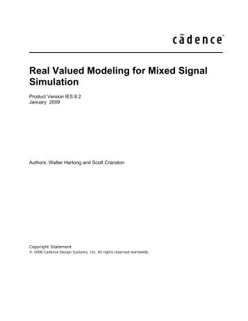 Real Valued Modeling for Mixed Signal Simulation - Cadence ...