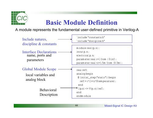 Mixed-Signal IC Design Kit Training Manual - Electrical & Computer ...