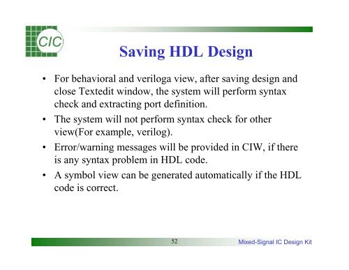 Mixed-Signal IC Design Kit Training Manual - Electrical & Computer ...