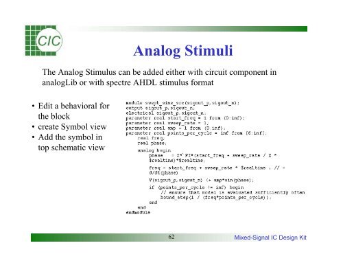 Mixed-Signal IC Design Kit Training Manual - Electrical & Computer ...