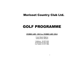 Men's 2013 Fixtures - Morisset Country Club