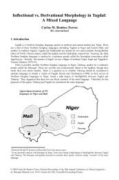 Inflectional vs. Derivational Morphology in Tagdal: A Mixed Language