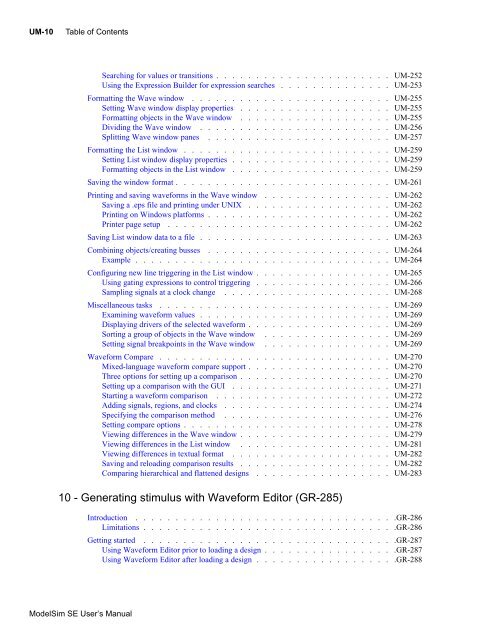 ModelSim SE User's Manual - Electrical and Computer Engineering