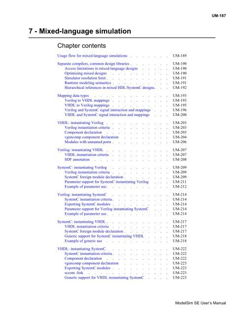 ModelSim SE User's Manual - Electrical and Computer Engineering