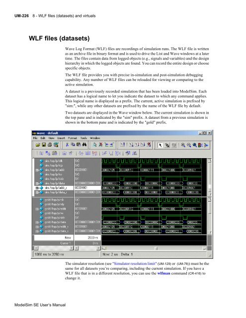 ModelSim SE User's Manual - Electrical and Computer Engineering