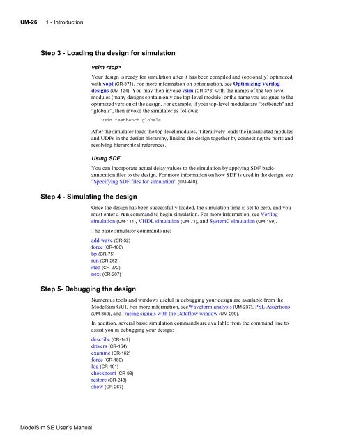 ModelSim SE User's Manual - Electrical and Computer Engineering