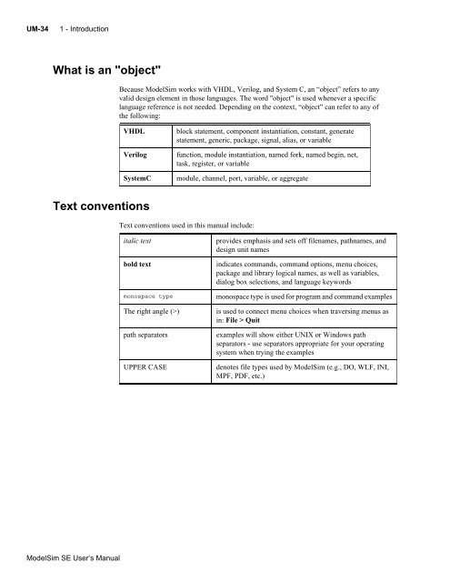 ModelSim SE User's Manual - Electrical and Computer Engineering