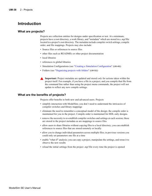 ModelSim SE User's Manual - Electrical and Computer Engineering