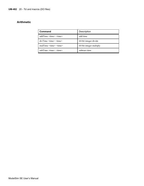 ModelSim SE User's Manual - Electrical and Computer Engineering