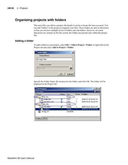 ModelSim SE User's Manual - Electrical and Computer Engineering