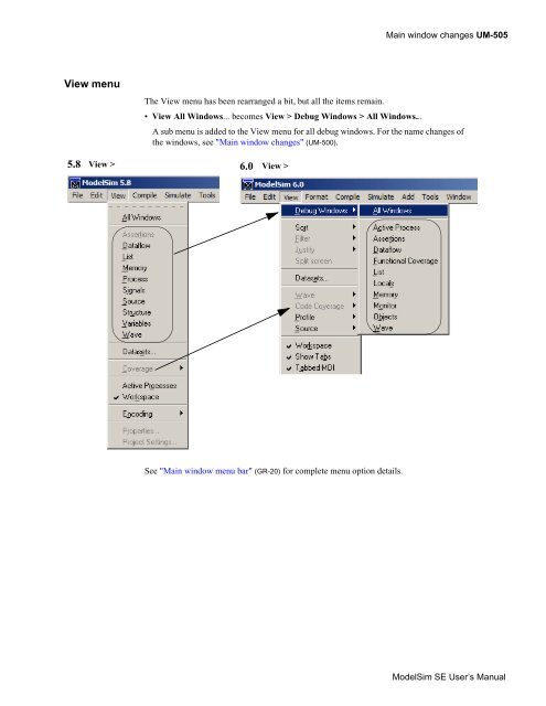 ModelSim SE User's Manual - Electrical and Computer Engineering