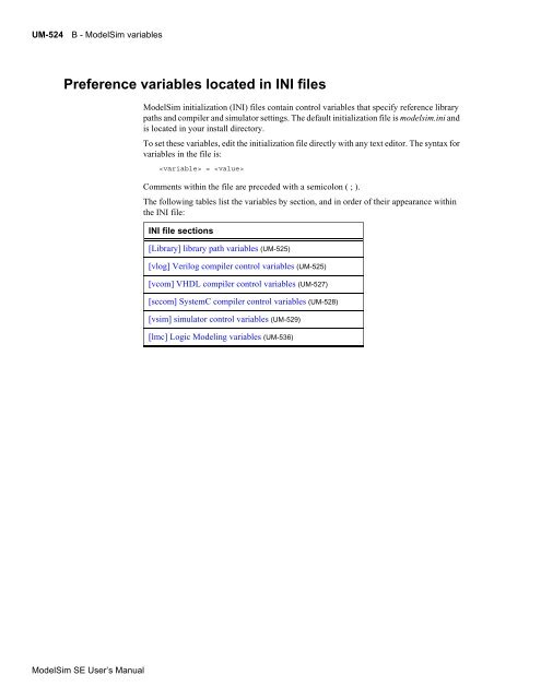 ModelSim SE User's Manual - Electrical and Computer Engineering