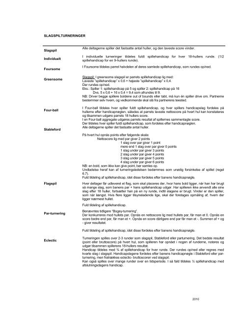 2. SPILLE- OG TURNERINGSFORMER - Dansk Golf Union