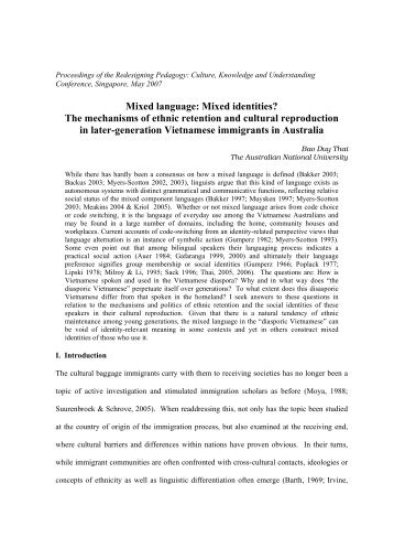 Mixed language: Mixed identities? - Redesigning Pedagogy 2013