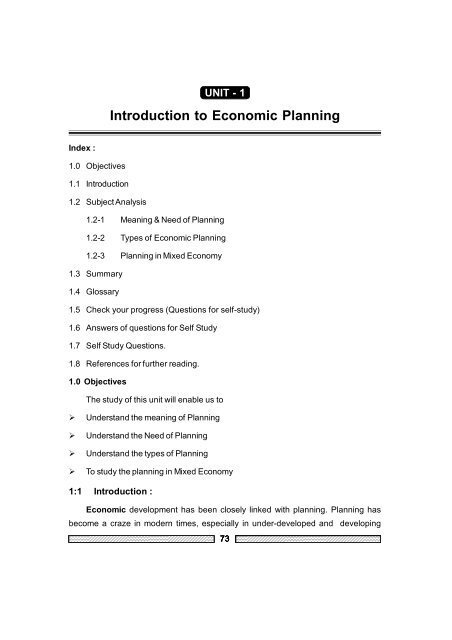 Introduction To Economic Planning Shivaji University