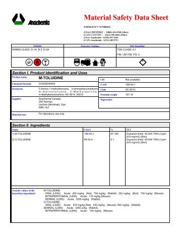 9546 M-TOLUIDINE (English) ANACHEMIA MSDS Canada/4 pages ...