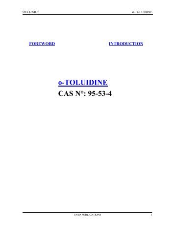 o-TOLUIDINE CAS N°: 95-53-4 - UNEP Chemicals