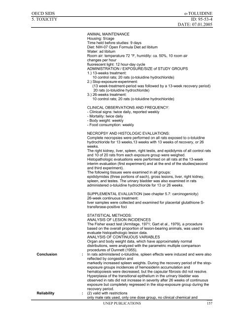 o-TOLUIDINE CAS N°: 95-53-4 - UNEP Chemicals