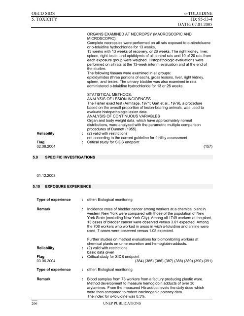 o-TOLUIDINE CAS N°: 95-53-4 - UNEP Chemicals