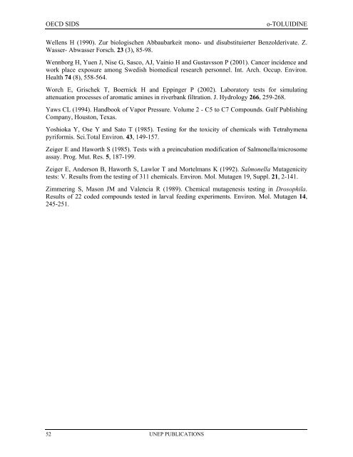 o-TOLUIDINE CAS N°: 95-53-4 - UNEP Chemicals