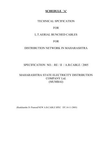 Technical Spcification For L.T.Aerial Bunched Cables - MAHADISCOM