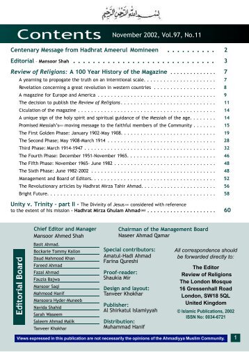 Download November 2002 PDF - The Review of Religions