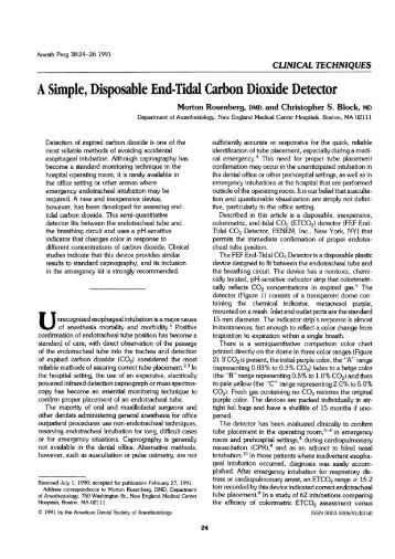 A Simple, Disposable End Tidal Carbon Dioxide Detector