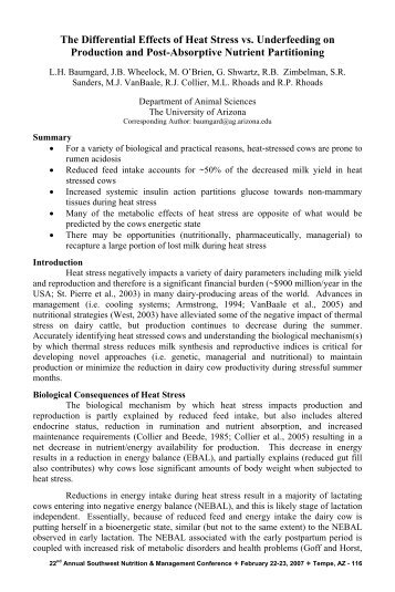 The Differential Effects of Heat Stress vs. Underfeeding on ...