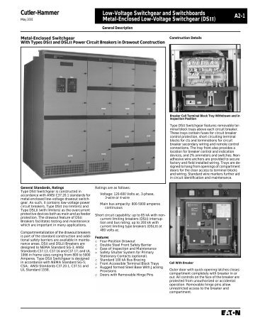 LV Metal Enclosed Switchgear - DSII TD.pdf - Eaton Canada