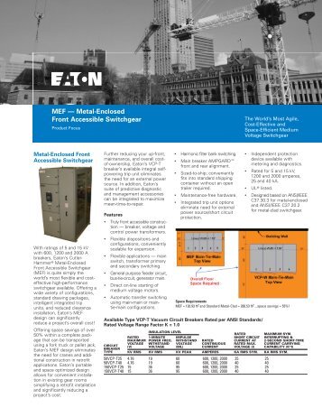 MEF — Metal-Enclosed Front Accessible Switchgear - Eaton Canada