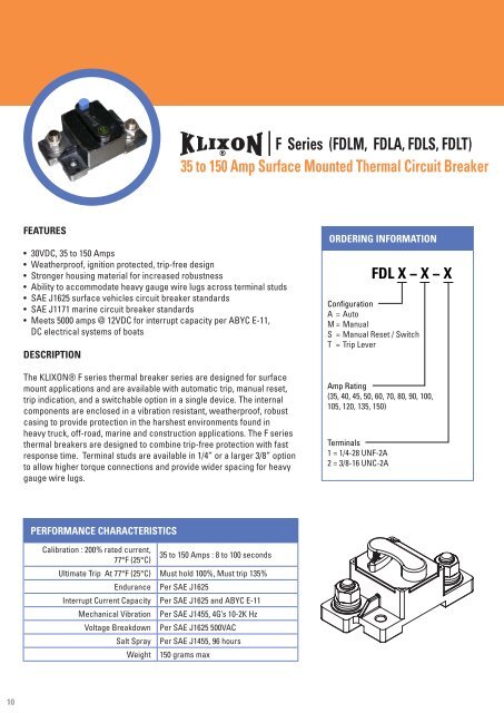 KLIXON® thermal circuit breakers are - Sensata
