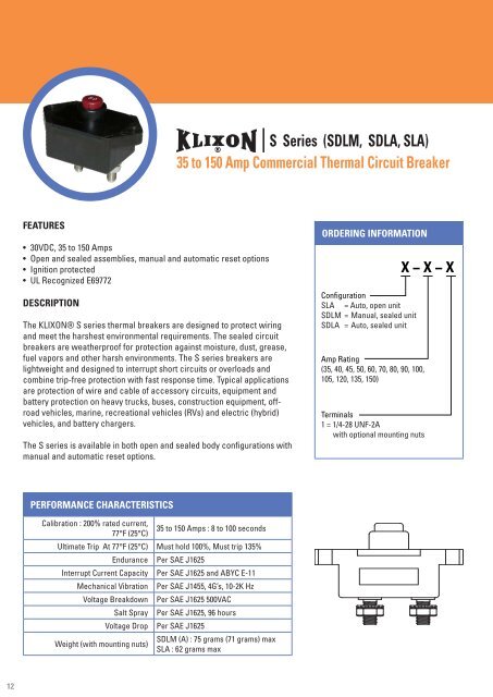 KLIXON® thermal circuit breakers are - Sensata