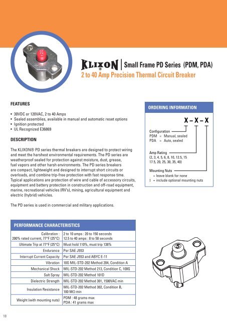 KLIXON® thermal circuit breakers are - Sensata