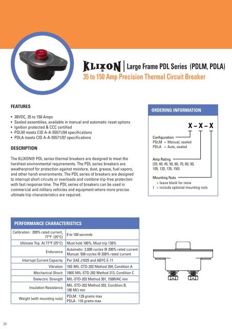 KLIXON® thermal circuit breakers are - Sensata