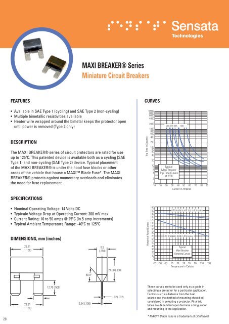 KLIXON® thermal circuit breakers are - Sensata