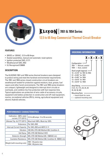 KLIXON® thermal circuit breakers are - Sensata