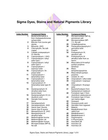 Sigma Dyes, Stains and Natural Pigments Library